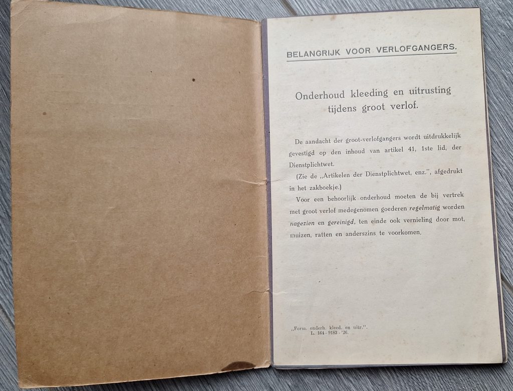 Dutch Pay book 16th Infantry Regiment 1918
