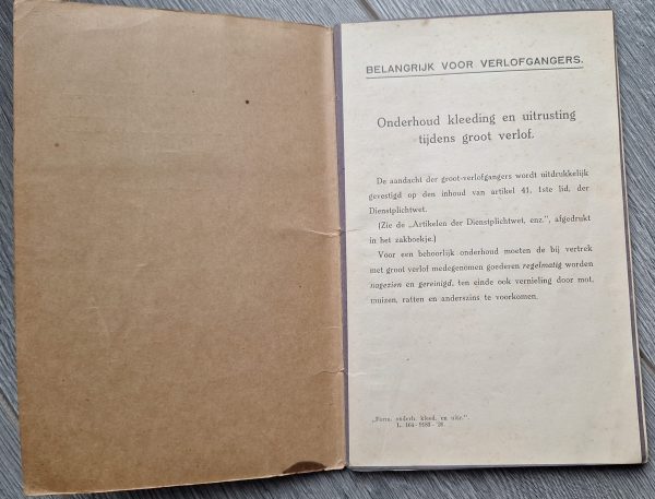Dutch Pay book 16th Infantry Regiment 1918 - Image 3