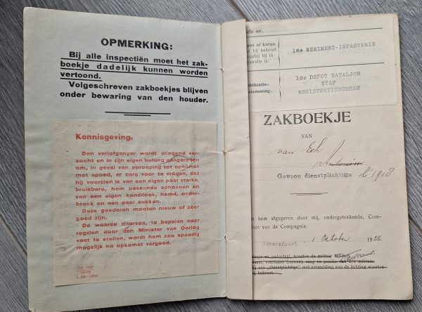 Dutch Pay book 16th Infantry Regiment 1918 - Image 4