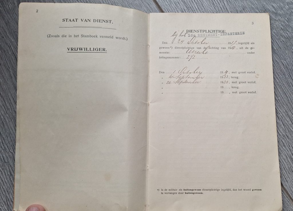Dutch Pay book 16th Infantry Regiment 1918