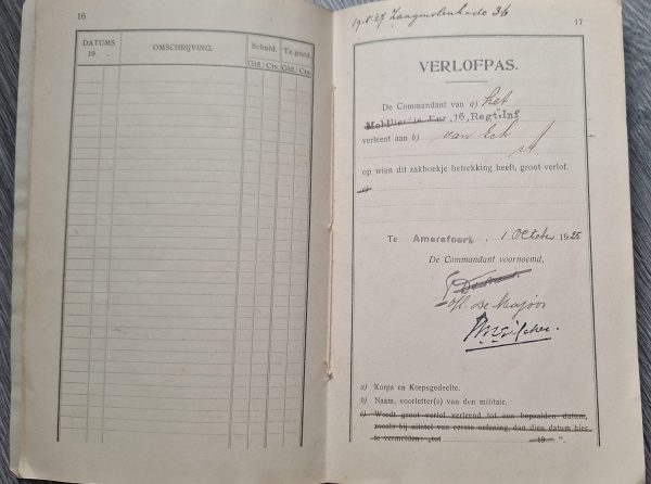 Dutch Pay book 16th Infantry Regiment 1918 - Image 11