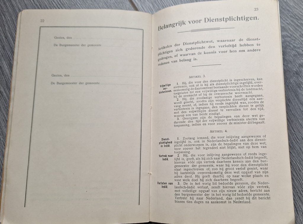 Dutch Pay book 16th Infantry Regiment 1918