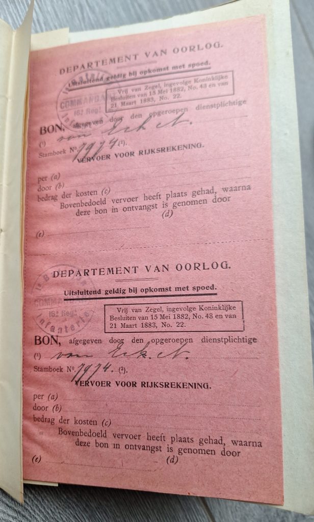 Dutch Pay book 16th Infantry Regiment 1918