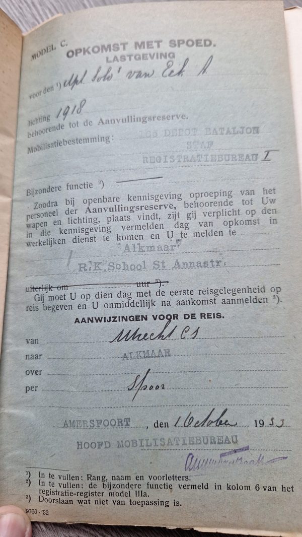 Dutch Pay book 16th Infantry Regiment 1918 - Image 17
