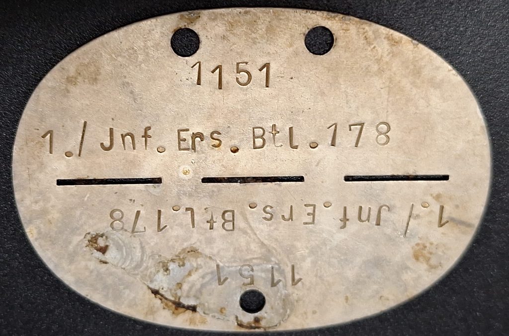 EKM 1./Inf.Ers.Btl.178 Erkennungsmarke ID Tag