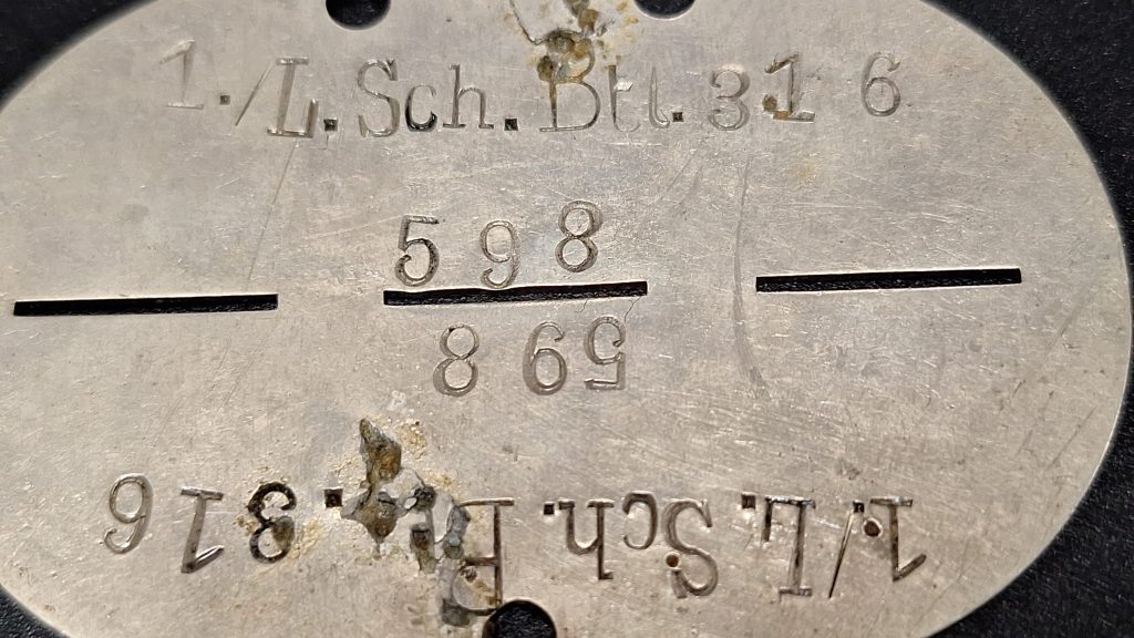 EKM 1./L.Sch.Btl. 316 Nr 598 ID Tag