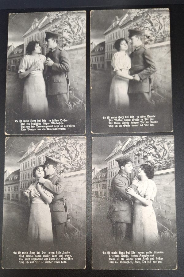 4 WW1 German Sweetheart Postcards - Image 1