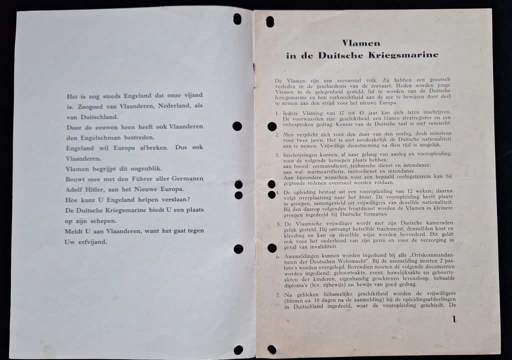 Rare Flemish Kriegsmarine Recruitment Brochure
