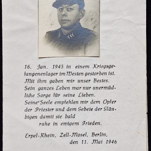 WW2 Death Notice Real Photo