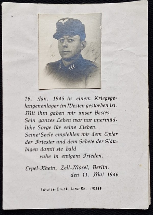 WW2 Death Notice Real Photo - Image 1