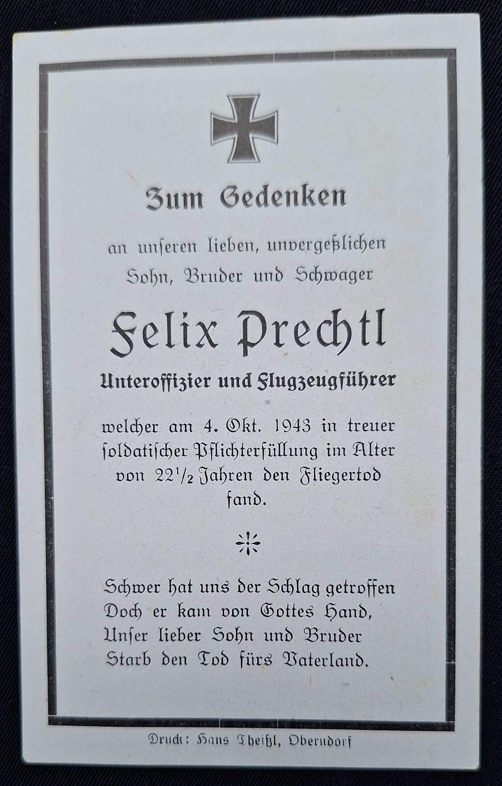 Luftwaffe Pilot Death Notice - Sterbebild - Image 3
