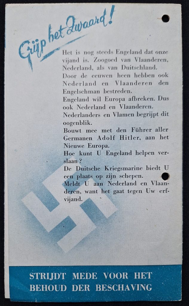 Dutch Kriegsmarine Recruting Fold-Out Brochure