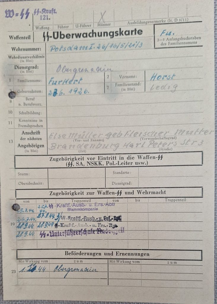 SS Überwachungskarte and Schulungsformen