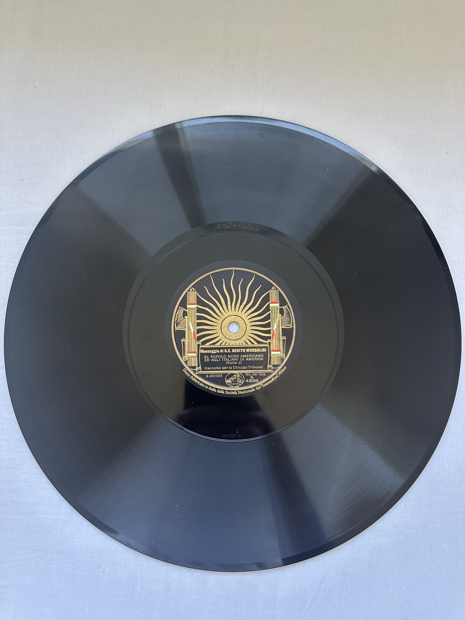 Original 78rpm Recording - Mussolini Speech - Image 2