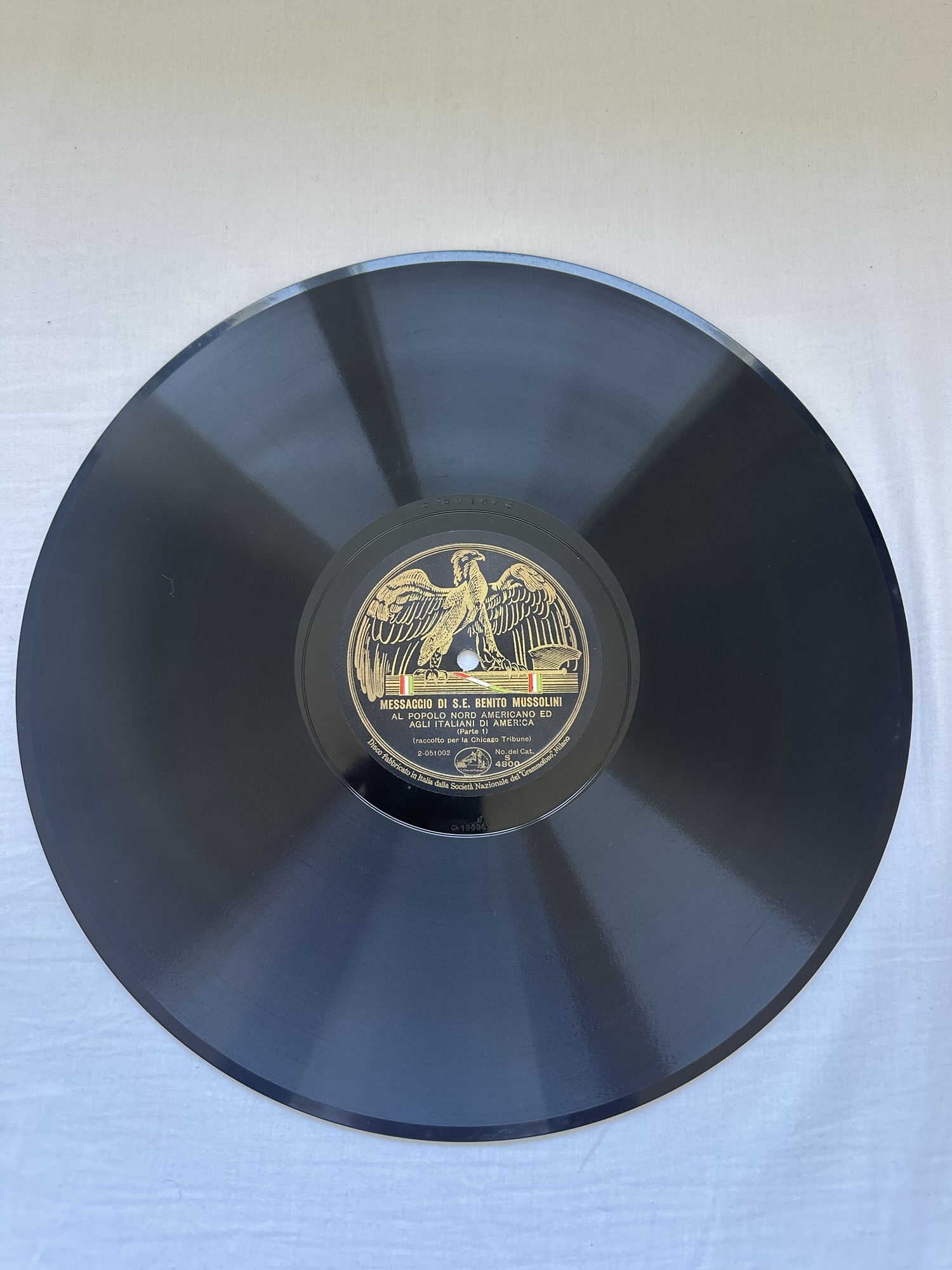 Original 78rpm Recording - Mussolini Speech - Image 1