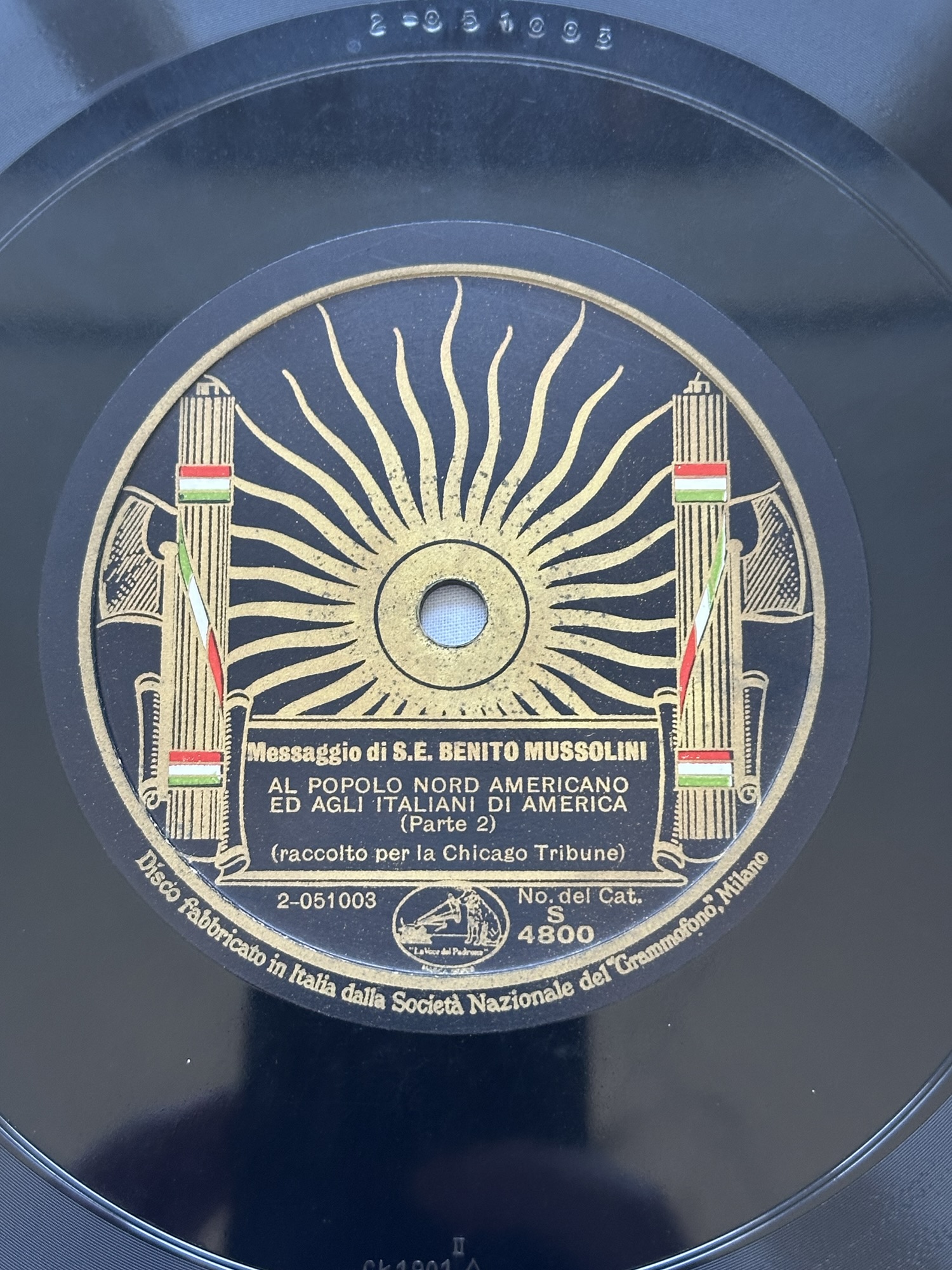 Original 78rpm Recording - Mussolini Speech - Image 4