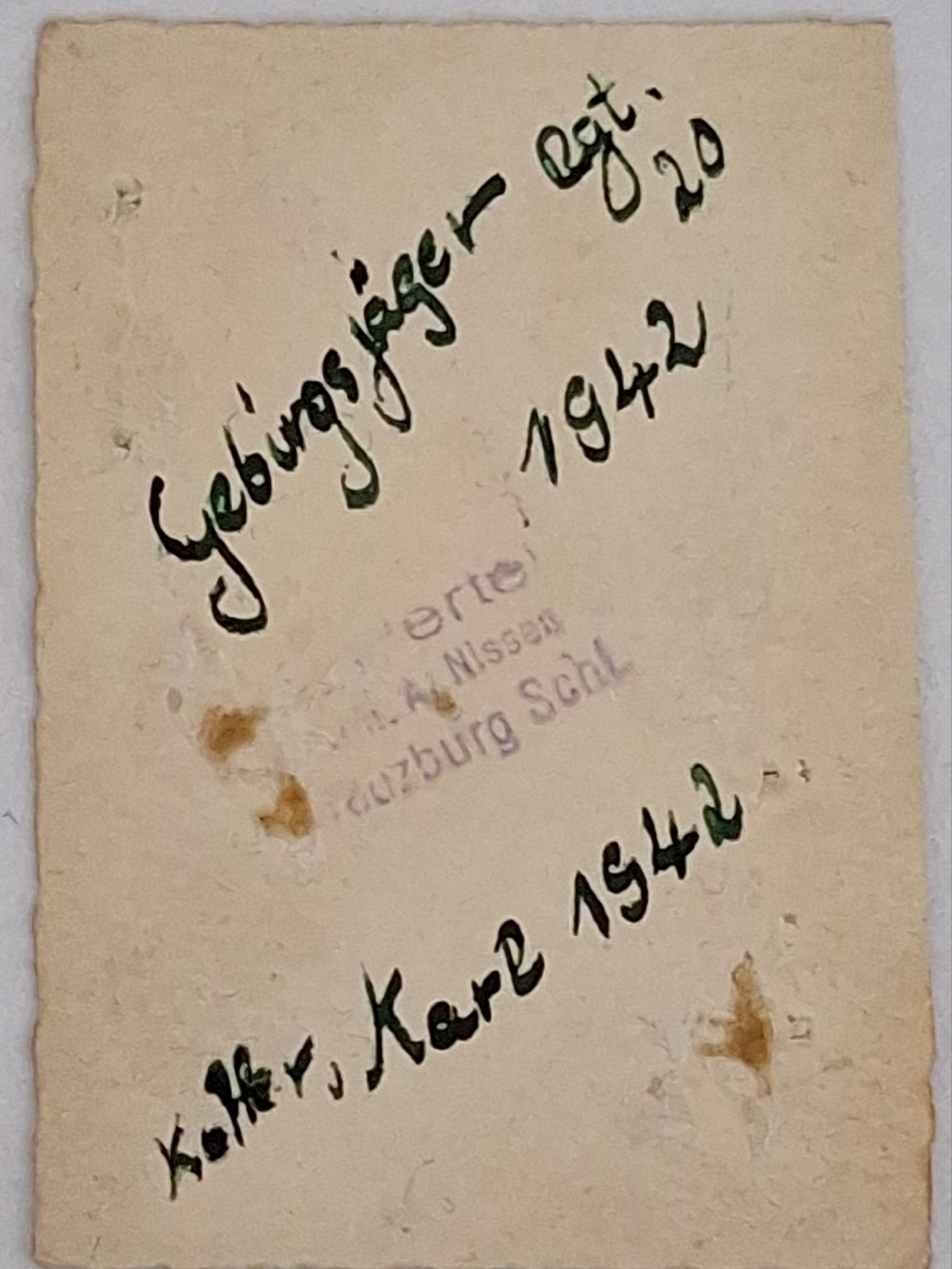 WW2 Wehrmacht Gebirgsjäger Pass Photo GB Rgt 20 1942 - Image 2