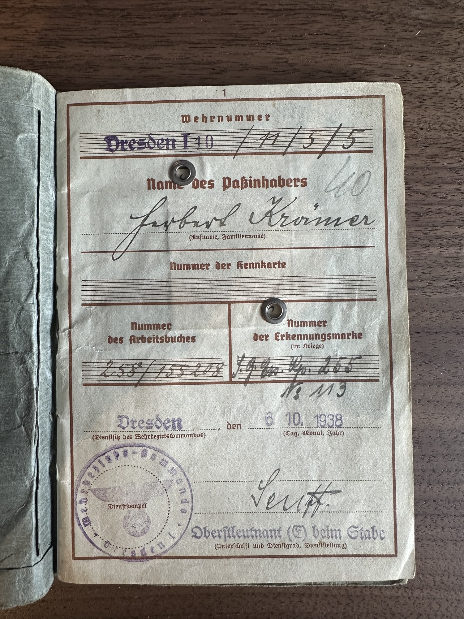 Original WW2 German Wehrpas - Herbert Kramer - Image 5