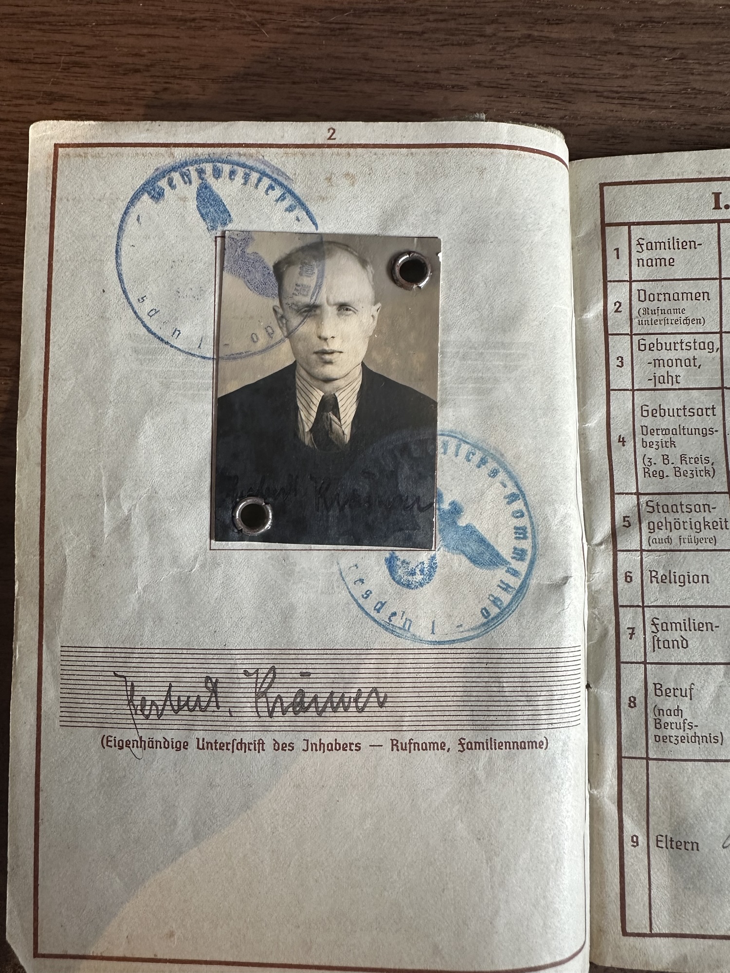 Original WW2 German Wehrpas - Herbert Kramer - Image 2