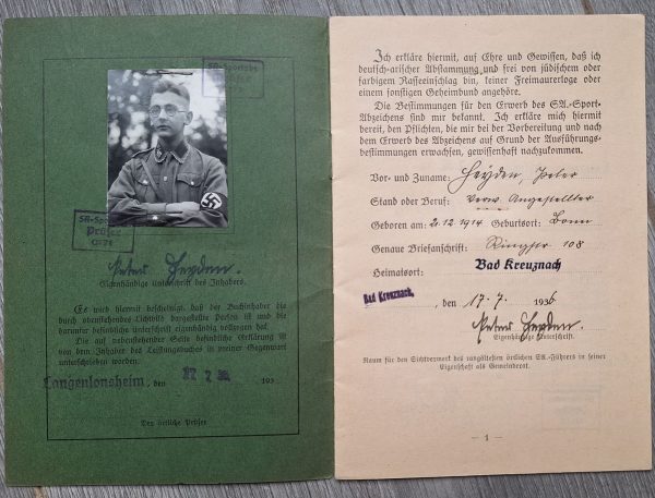 Large Lot of SA Documents and Sportsabzeichen- One Person - Image 27