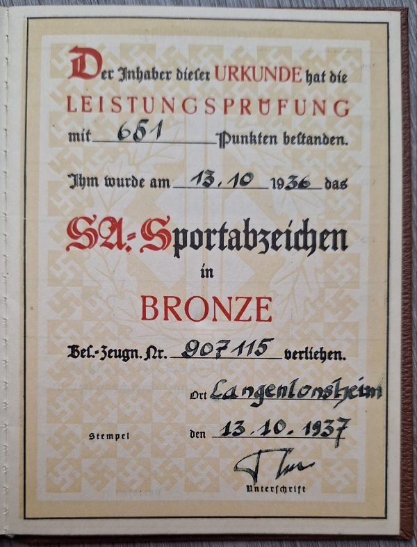 Large Lot of SA Documents and Sportsabzeichen- One Person - Image 7